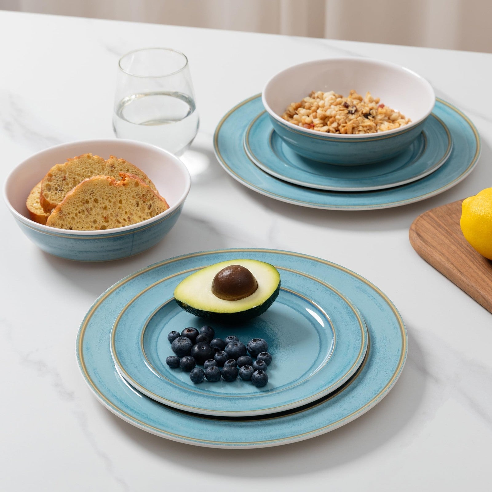 12 Piece Melamine Dinnerware Sets Dinner Dishes Set, Plates and Bowls Service